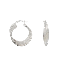 Plain Twisted Hoop Earrings (Silver)