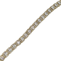 Cushion-Cut Stone Halo Tennis Bracelet (Yellow Silver)
