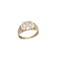 Emerald Cut CZ Textured Ring (14K)