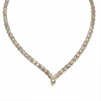 Tricolor Heart Link Necklace (14K)