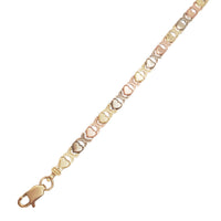 Tricolor "X & Heart" Fancy Lady Bracelet (14K)