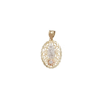 Oval Lacy Swirl Tricolor Virgin Mary Pendant (14K)