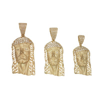 Zirconia Open-Back Jesus Head Pendant (14K)