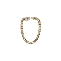 Iced-Out Lock Hollow Plain Monaco Bracelet (14K)