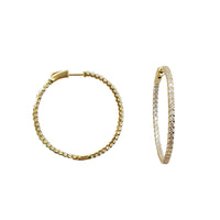 Cubic Zirconia Inside-Out Hoop Earrings (Silver; Yellow)