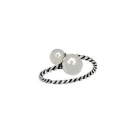 Antique Finish Rope Band Two-Bead Ring (Silver)