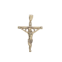 Diamond Wooden Cross Crucifix Pendant (10K)