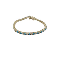 Blue & White Cubic Zirconia Tennis Bracelet (Silver)