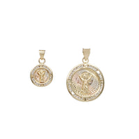 Tricolor Zirconia Baby Jesus/Divino Nino Round Pendant (14K)