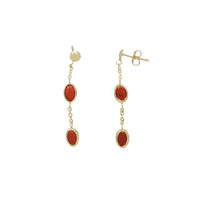 Orange Stone Dangling Earrings (14K)