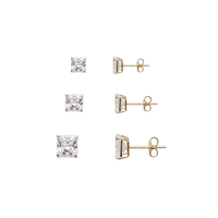 Zirconia Square Cut Stud Earrings (14K)