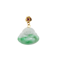 Red Cubic Zirconia Jade Laughing Buddha Pendant (14K)