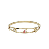 Enameled Unicorn Baby Bangle Bracelet (14K)