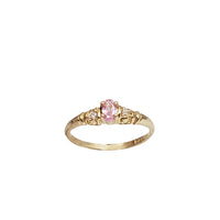 Zirconia Accent Oval Pink Stone Ring (14K)