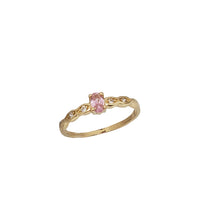 Zirconia Eye Accent Oval Pink Stone Ring (14K)