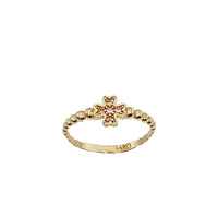Beaded Accent Pink Zirconia Clover Ring (14K)