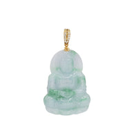Diamond GuanYin Jade Pendant (14K)