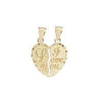 Diamond Cut Split Heart "I LOVE YOU" Pendant (14K)
