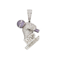 Iced Out Microphone RAP Music Pendant (Silver)