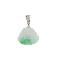 Diamond Jade Laughing Buddha Pendant (14K)