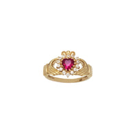14K Gold Crown Halo Ring (Pink / Red Center)