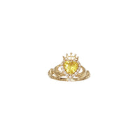 Yellow Stone Zirconia Claddagh Ring (14K)