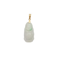 14K Gold Icy White Jade Buddha Pendant (with Green Hue)