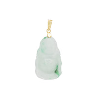 Green Laughing Buddha Jade Pendant (14K)