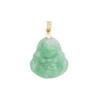 Green Laughing Buddha Jade Pendant (14K)