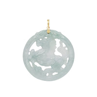 Green Jade Chinese Zodiac Horse Pendant (14K)