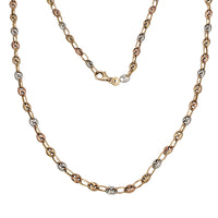 Tricolor Puffy Mariner Link Necklace (14K)