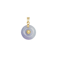 Diamond-Cut floret Purple Jade Pi Disc Pendant (14K)
