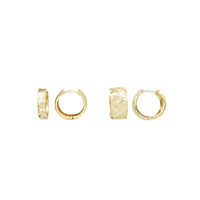 Diamond-Cut Textured Huggie Earrings (14K)