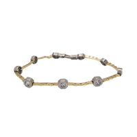 Two-Tone Cubic Zirconia Link Bracelet (14K)