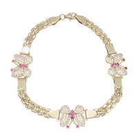 Triple CZ Butterfly Fancy Bracelet (14K)