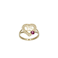 Zirconia Red Heart 15 Quinceanera Ring (14K)