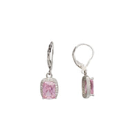 Zirconia Pink Dangling Earrings (Silver)