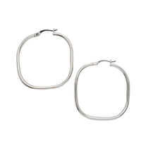 Plain Square Hoop Earrings (Silver)