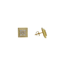 Square CZ Stud Earring (Yellow Silver)
