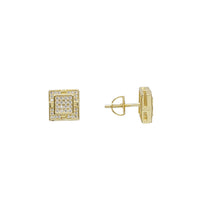 Square CZ Stud Earring (Yellow Silver)