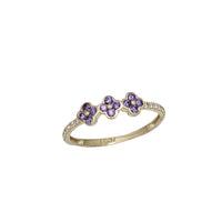 Triple Purple Zirconia Flower Ring (14K)
