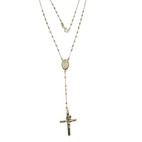 Tricolor Moon Cut Rosary Necklace (14K)