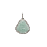 White Gold Diamond Jade Buddha Pendant (14K)