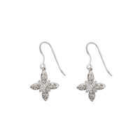 Zirconia Flower Dangling Earrings (Silver)