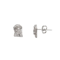 Zirconia Jesus Head Stud Earrings (Silver)