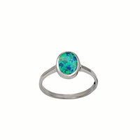 Opal Oval Ring (Silver)