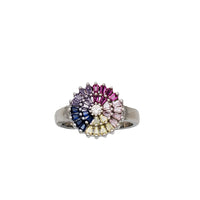 Multicolor CZ Flower Fancy Ring (Silver)