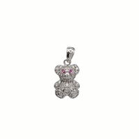 Iced-Out Teddy Bear Pendant (Silver)