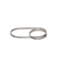 Zirconia Two Finger Fancy Ring (Silver)