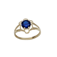 Baby-Sized/ Pinky Blue CZ Flower Ring (14K)